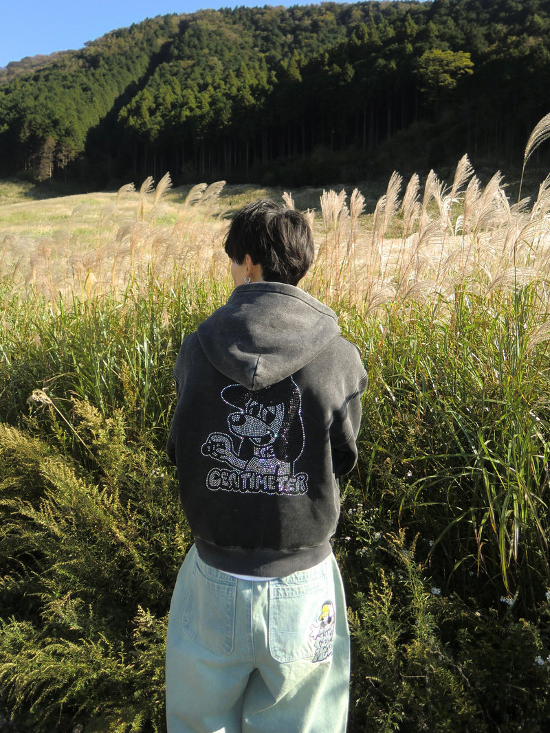 CMT ruler rhinestone zip hoodie 