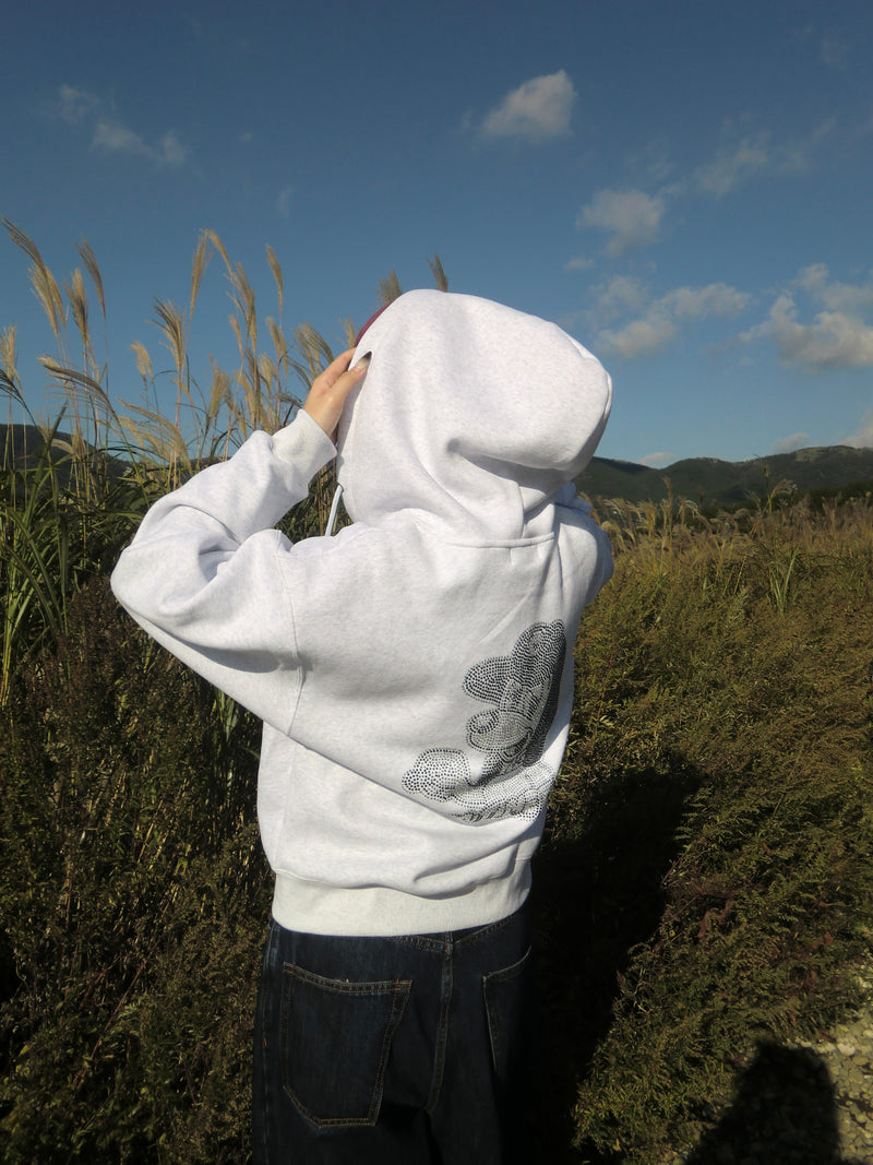 CMT ruler rhinestone zip hoodie 