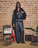 ウェスタン風のフェイクレザー作業用ジャケット 