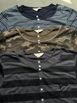 2-Layered Henley Rhinestone Tee