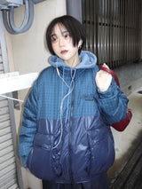 チェックのダウンジャケット 