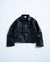 short length zipped PU-leather sport jacket