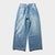 wide baggy silver coating denim trousers