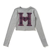 H heart check pattern long Tee