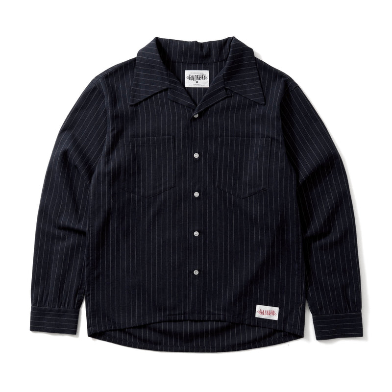 Stripe Open Collar Shirt