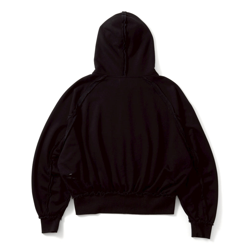 heart logo damage zip hoodie