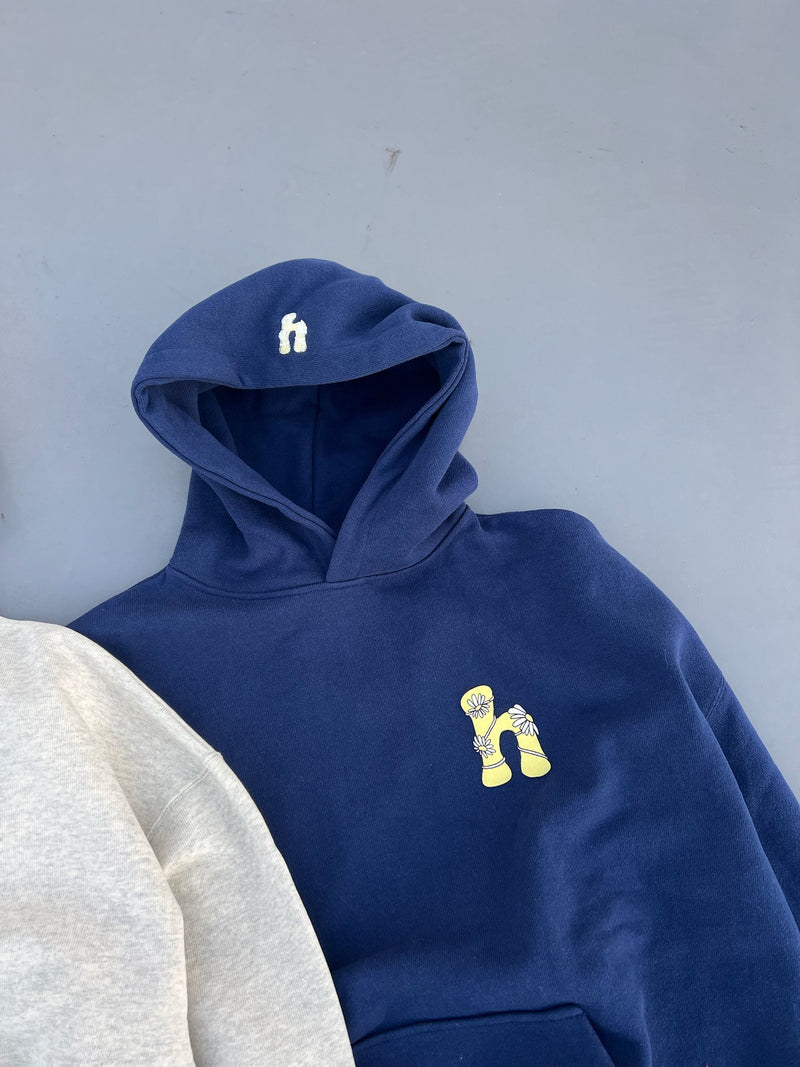 HTH H flower logo hoodie setup パーカー ネイビーセットアップ