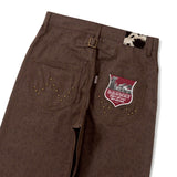 leopard straight denim pants 