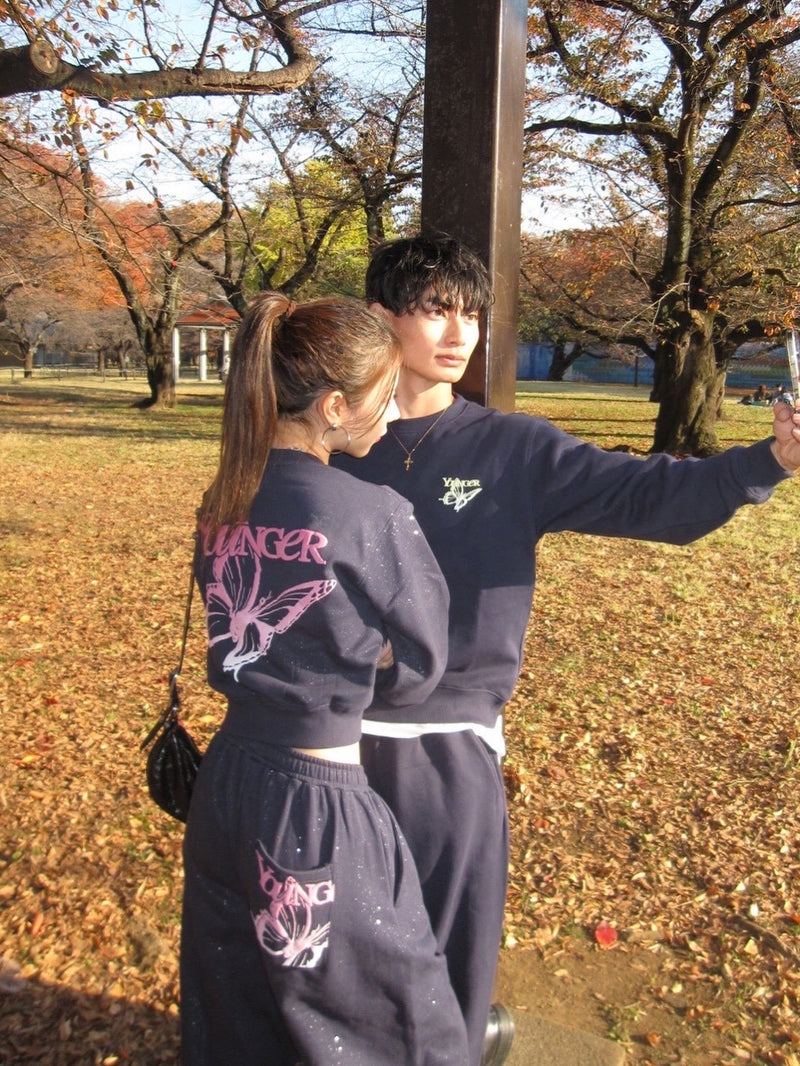 Gradation butterfly logo sweat 