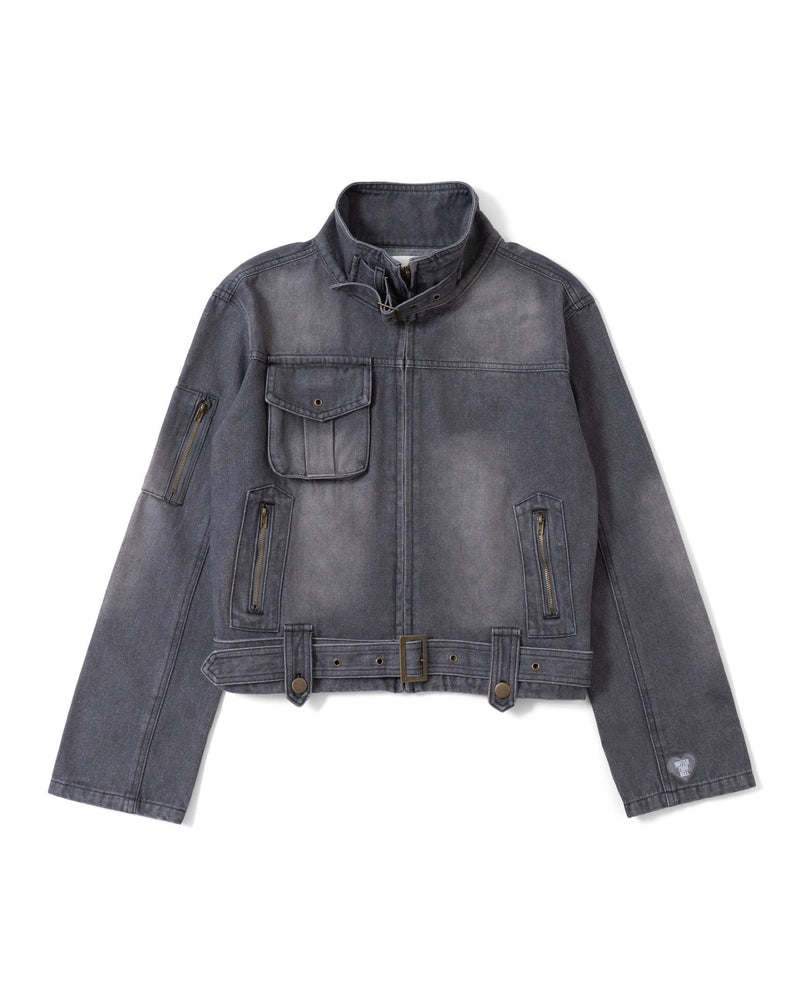 WASHED BELT DENIM JACKET – YZ