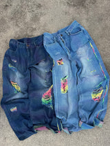 rainbow damage denim