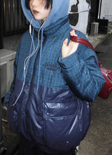 チェックのダウンジャケット 