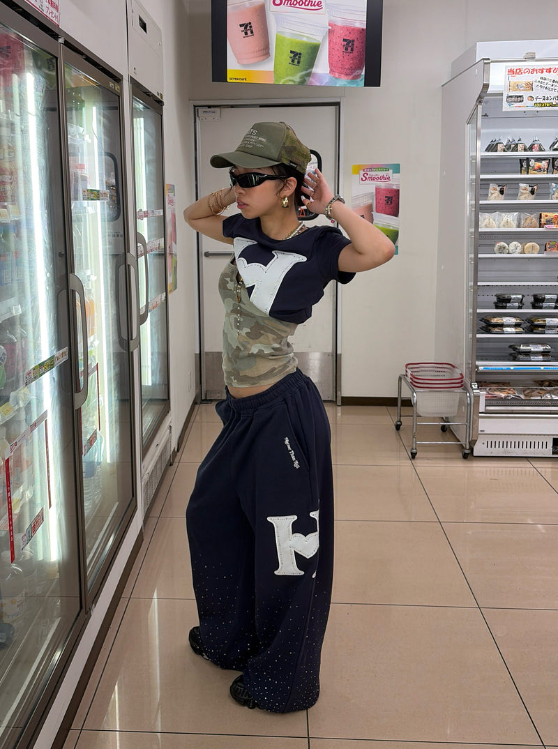 H HEART RHINESTONE SWEAT PANTS – YZ
