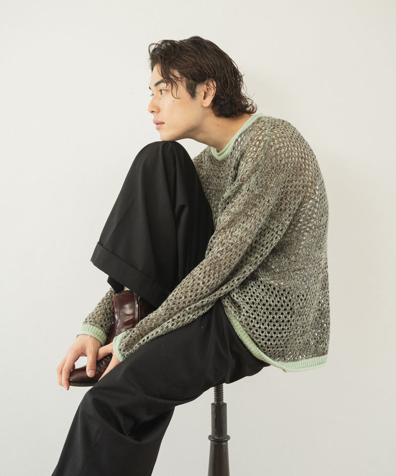 mech knit bicolor tops