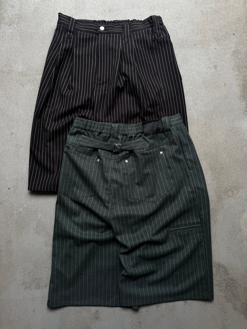 Wide-Pleated Striped Shorts – YZ