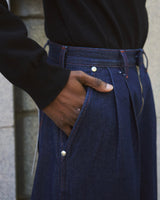 【 CamphorWood × Wrangler 】front zip wide baggy broken denim trousers