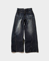 CRUSH FADE SIDE SEEM BOOTS CUT JEANS 