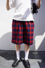 relaxed check shorts