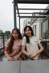Heart patch logo henley neck short-sleeve tee 