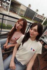 Heart patch logo henley neck short-sleeve tee 