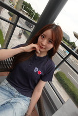Heart patch logo henley neck short-sleeve tee 