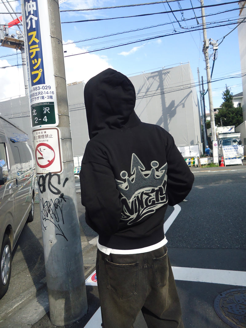 King Logo Pile Stitched Zip Hoodie