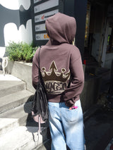 King Logo Pile Stitched Zip Hoodie