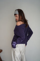 off shoulder zip knit