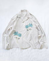 flower embroidery cut off stripe l/s shirt