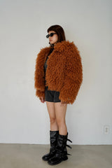 volume hood fur jacket