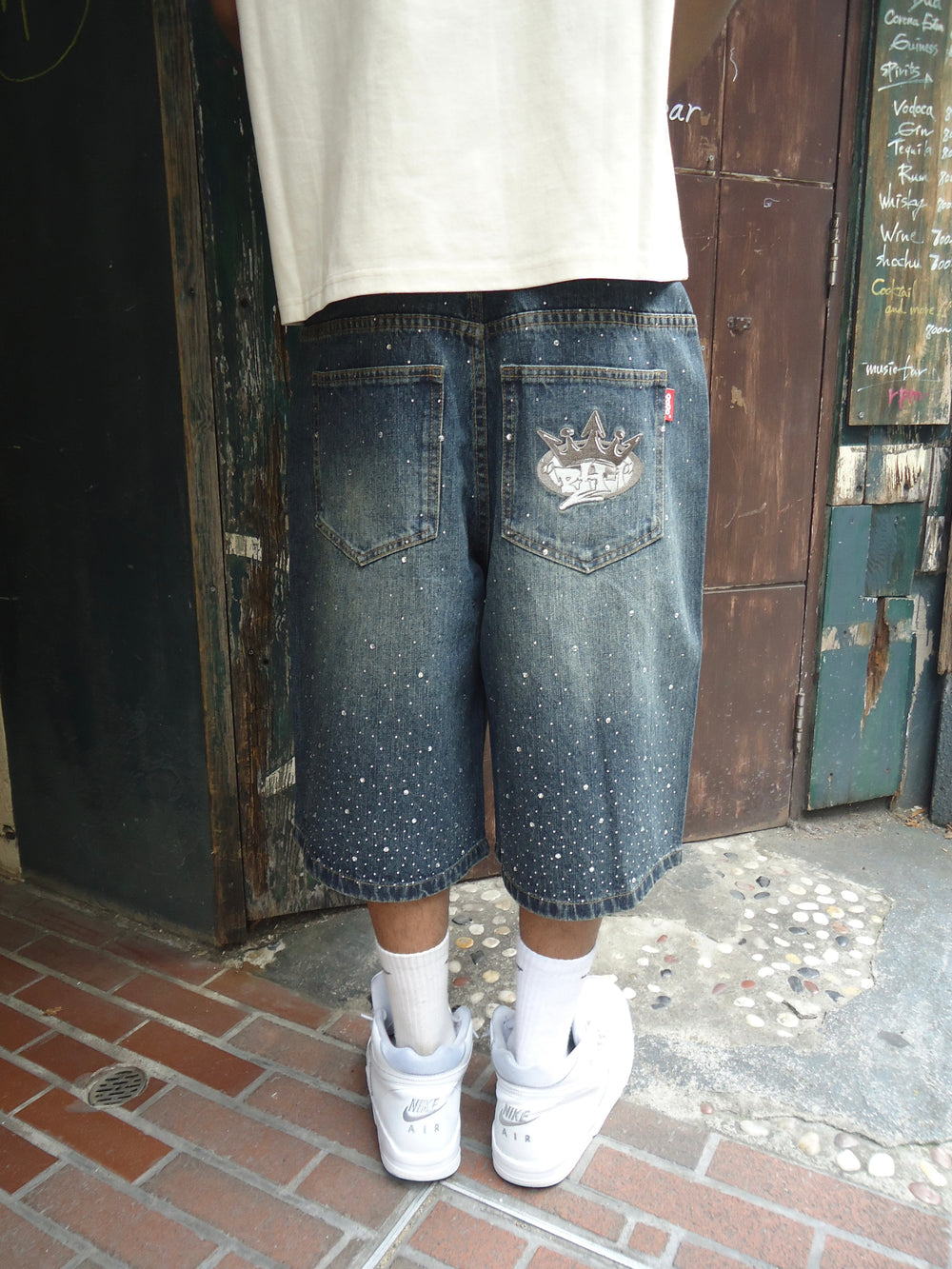 9090 × pH-1 Rhinestone Jorts – YZ