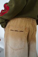 gradation double knee denim