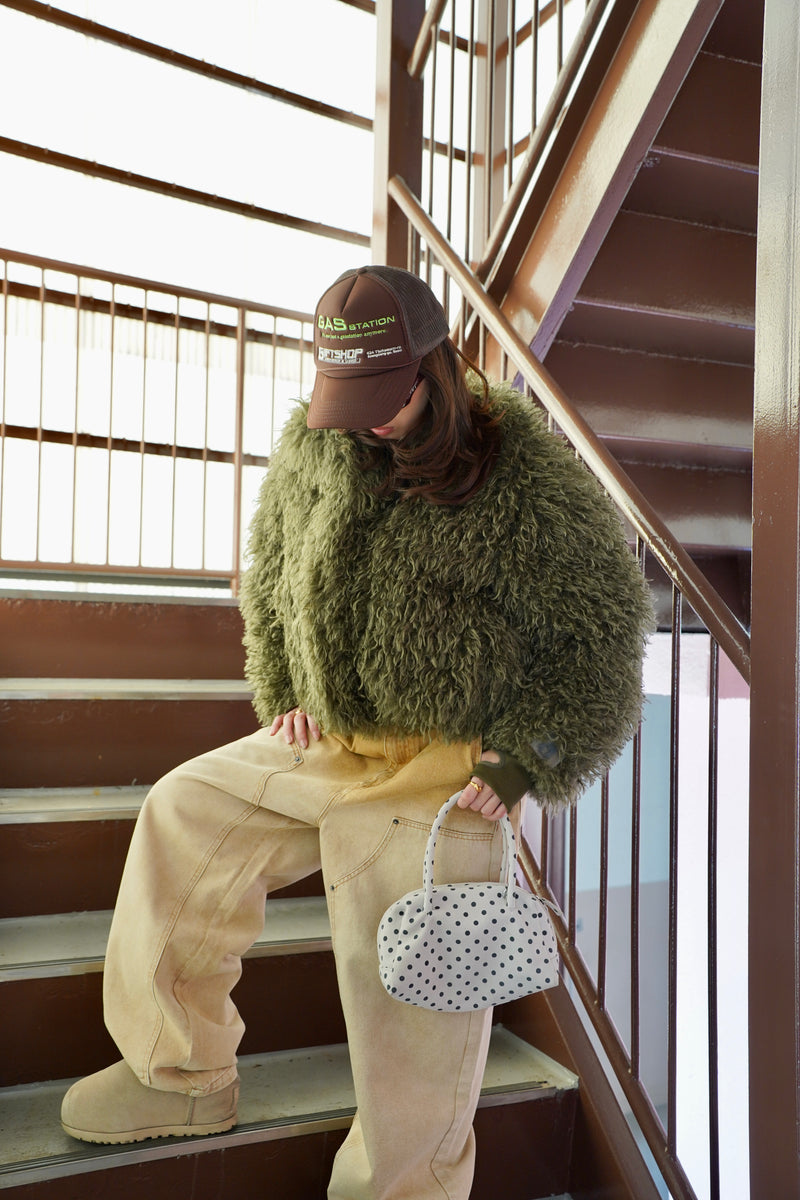 volume hood fur jacket