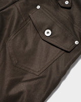 PRESSED POLYESTER FLARE SLACKS 