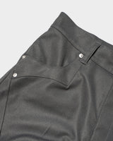 PRESSED POLYESTER FLARE SLACKS 