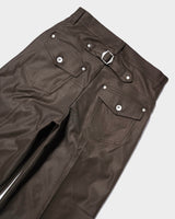 PRESSED POLYESTER FLARE SLACKS 