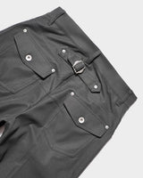PRESSED POLYESTER FLARE SLACKS 