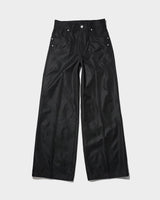 PRESSED POLYESTER FLARE SLACKS 