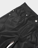 PRESSED POLYESTER FLARE SLACKS 