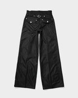 PRESSED POLYESTER FLARE SLACKS 