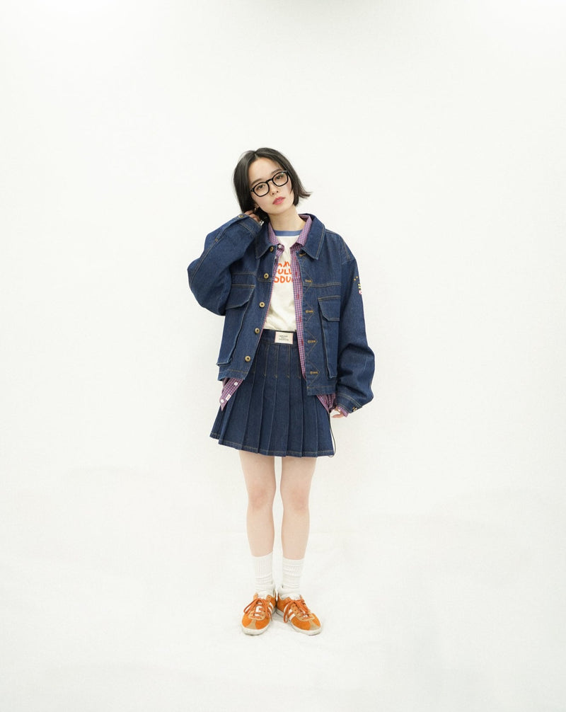 街のデニムプリーツスカート – YZ 街のデニムプリーツスカート – YZ