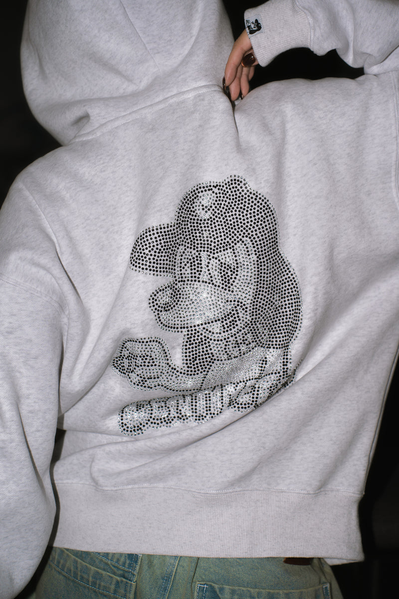 CMT ruler rhinestone zip hoodie 