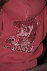 CMT ruler rhinestone zip hoodie 
