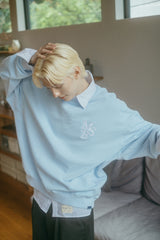 chain embroidery crew sweatshirt