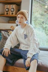 chain embroidery crew sweatshirt