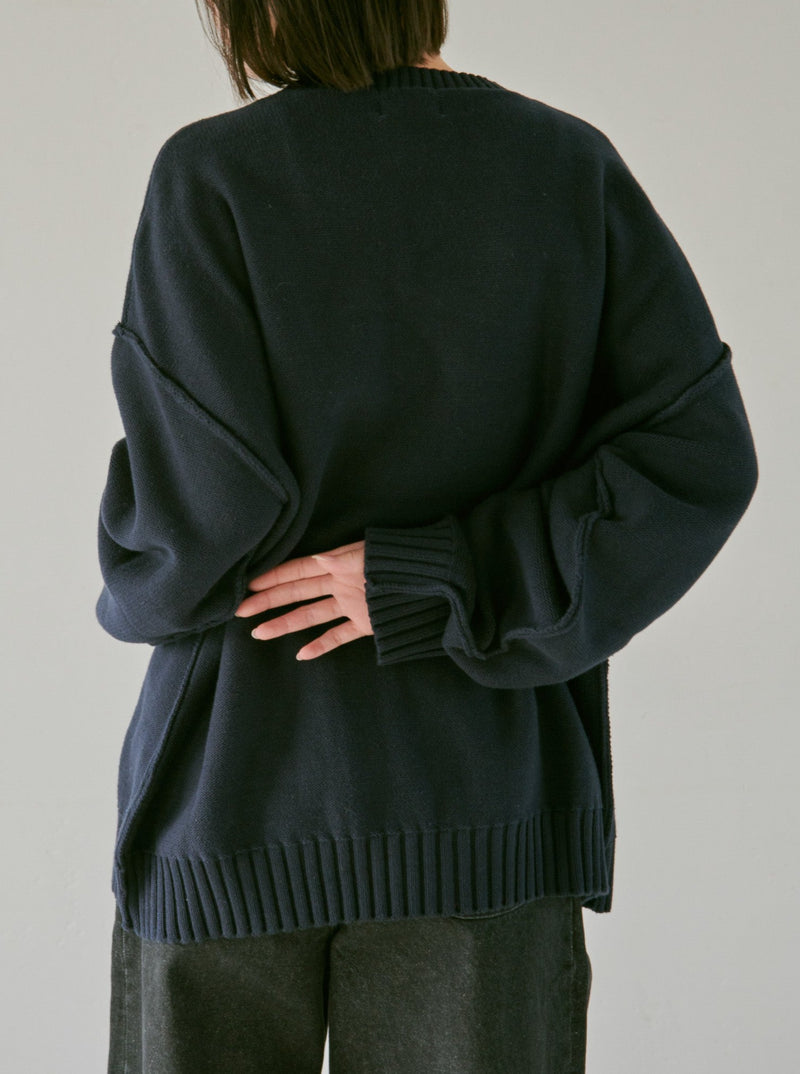 inside-out flower motif cotton sweater