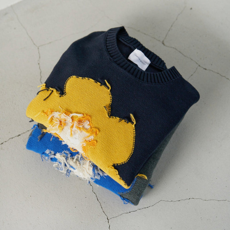 inside-out flower motif cotton sweater – YZ