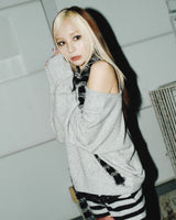 針織一字肩上衣 