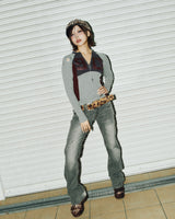 V領修身號碼T恤 