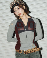 V領修身號碼T恤 